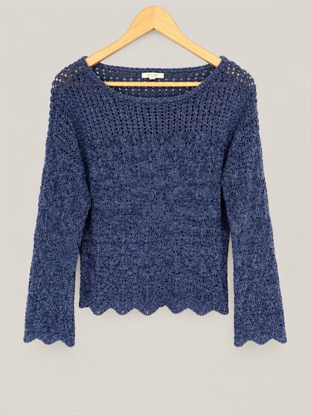 Maurices Navy Crochet-Textured Scoop Neck Sweater - L